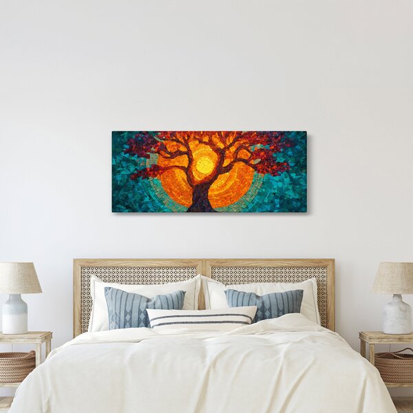 Kép - Az élet fája és a nap mozaikban (120x50 cm)