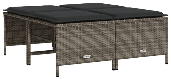 4 db szürke polyrattan kerti szék párnákkal