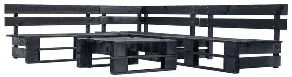 Fenyőfa Kerti Ülőgarnitúra - 4-részes - Fekete - 220x176x55cm