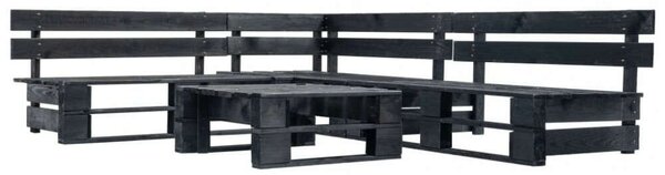 Fenyőfa Kerti Ülőgarnitúra - 4-részes - Fekete - 220x176x55cm
