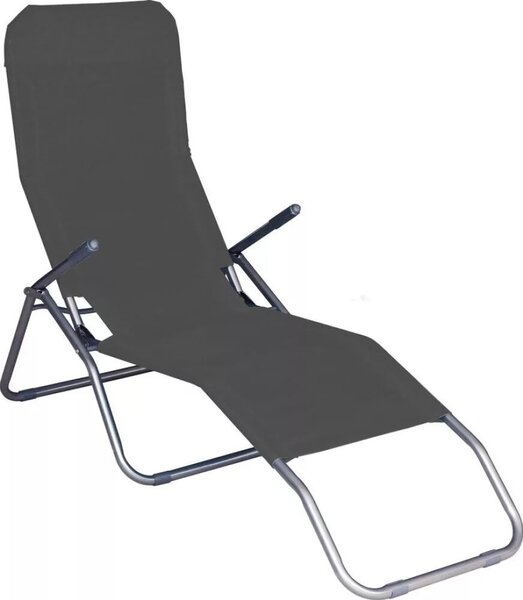 Strend Pro Jamaica napozóágy, 140 x 60 x 95 cm, sötétszürke, összecsukható fémvázas kialakítás, állítható pozícióval, légáteresztő hálós fekvőfelülettel