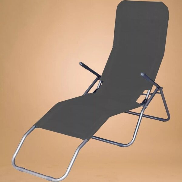Strend Pro Jamaica napozóágy, 140 x 60 x 95 cm, sötétszürke, összecsukható fémvázas kialakítás, állítható pozícióval, légáteresztő hálós fekvőfelülettel
