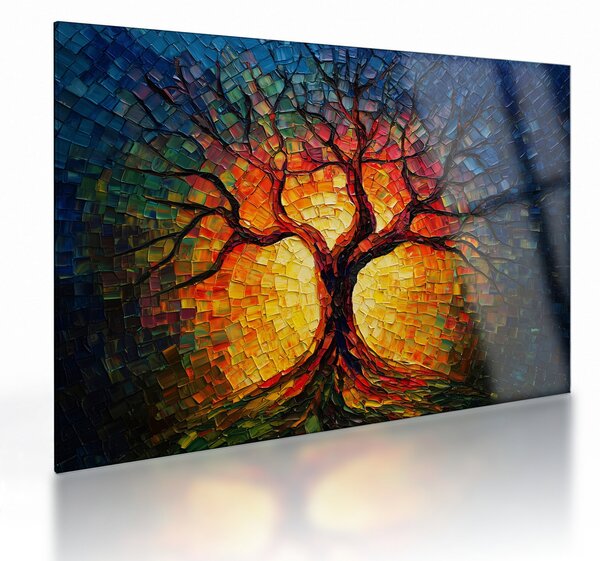 Üveg kép - Az élet fája mozaikban (70x50 cm)