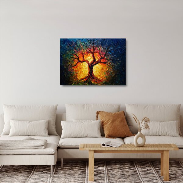 Üveg kép - Az élet fája mozaikban (70x50 cm)