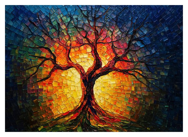 Üveg kép - Az élet fája mozaikban (70x50 cm)