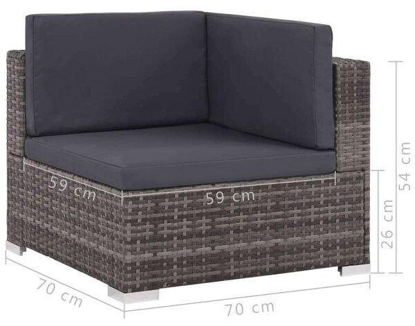 Kertbútor Szett - 6 részes Polyrattan - Szürke
