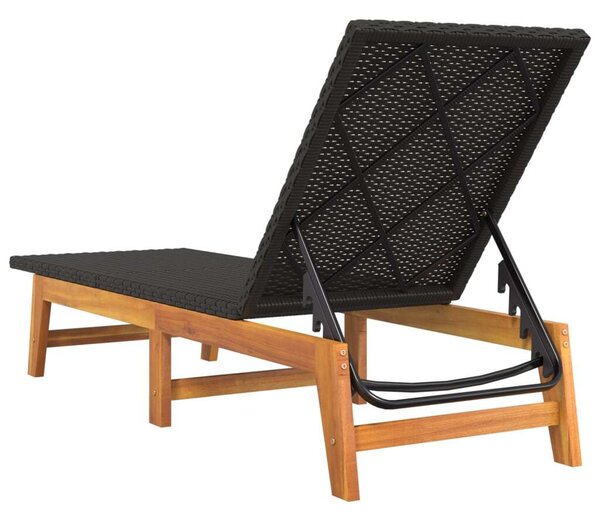 VidaXL polyrattan és tömör akácfa napozóágy asztallal