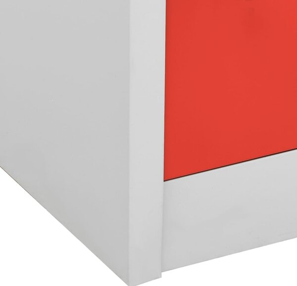 2 db világosszürke-piros acél zárható szekrény 90x45x92,5cm