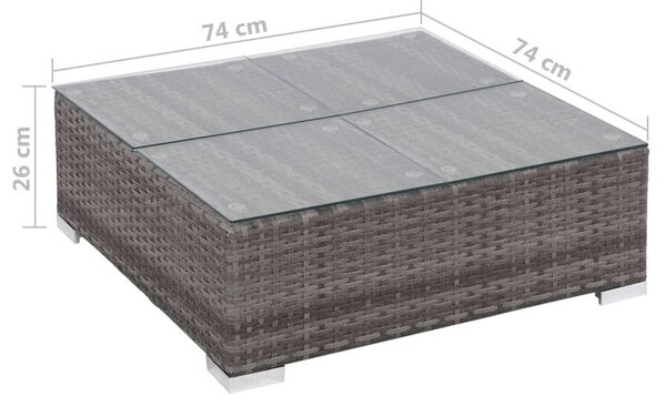 Kertbútor Szett - 6 részes Polyrattan - Szürke