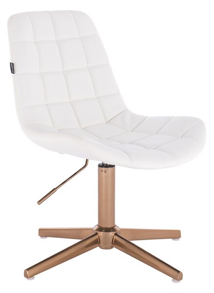 HR590CROSS Fehér modern műbőr szék arany lábbal