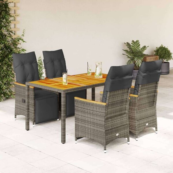 VidaXL Polyrattan Kerti Bútor - 5 részes Bisztró garnitúra - Szürke