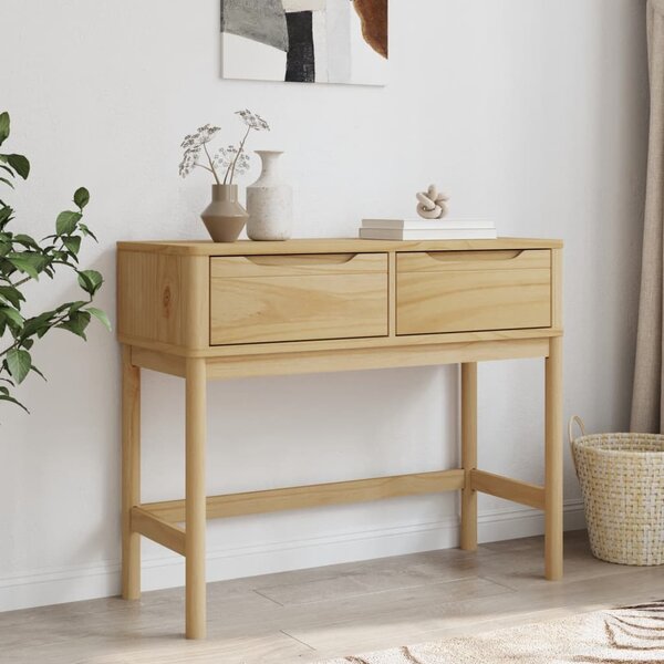 FLORO viaszbarna tömör fenyőfa tálalóasztal 89,5 x 36,5 x 73 cm