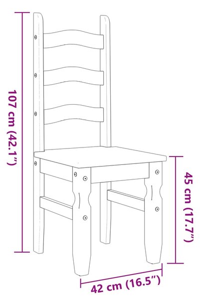 Corona 2 db fehér tömör fenyőfa étkezőszék 42 x 47 x 107 cm