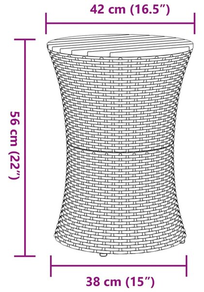 Szürke polyrattan kerti dob alakú kisasztal