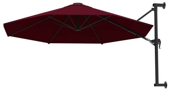 Burgundi vörös falra szerelhető napernyő fémrúddal 300 cm