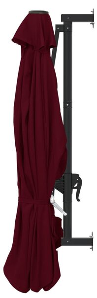 Burgundi vörös falra szerelhető napernyő fémrúddal 300 cm