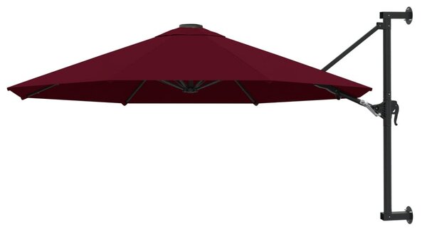 Burgundi vörös falra szerelhető napernyő fémrúddal 300 cm