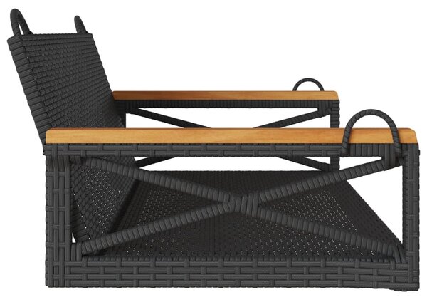 Fekete polyrattan hintapad 109 x 62 x 40 cm