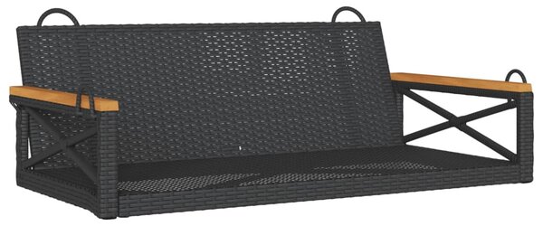 Fekete polyrattan hintapad 109 x 62 x 40 cm