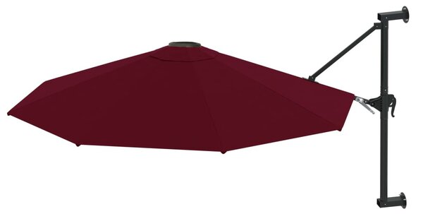 Burgundi vörös falra szerelhető napernyő fémrúddal 300 cm