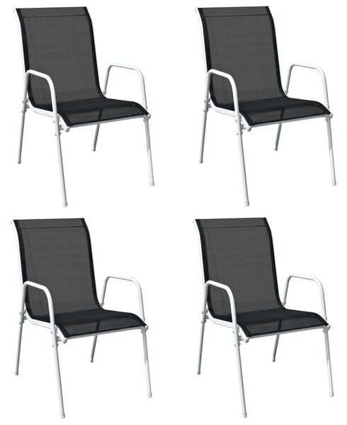 VidaXL 4 db fekete rakásolható acél és textilén kerti szék
