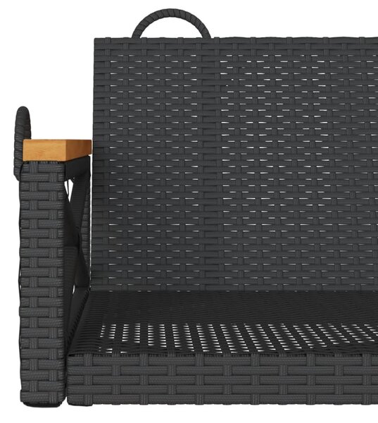 Fekete polyrattan hintapad 109 x 62 x 40 cm