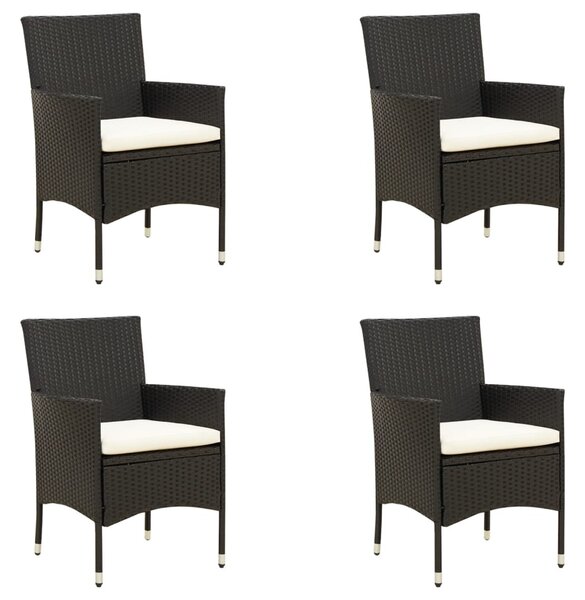 VidaXL 4 db fekete polyrattan kerti szék párnával