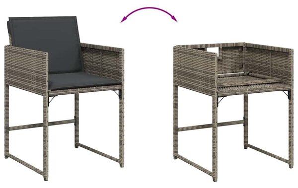 VidaXL 11 darabos kerti bútorgarnitúra párnákkal, szürke PE rattan