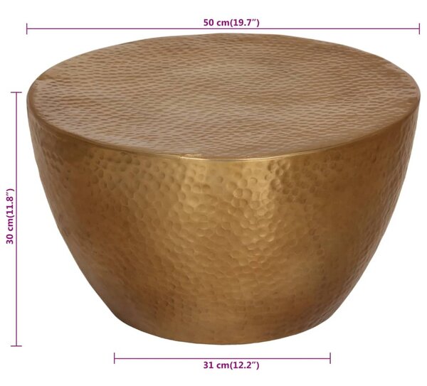 Sárgaréz kalapált alumínium dohányzóasztal Ø 50 x 30 cm