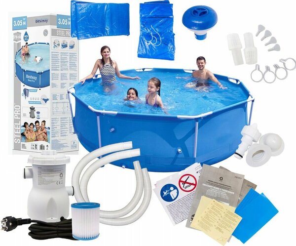 Bestway fémkeretes medence, 305x76 cm, 4500 liter, minden tartozékkal