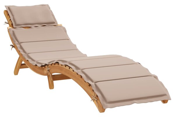 | Napozóágy | párnával 1-személy taupe 55 x 184 x 64cm Tömör Akácfa