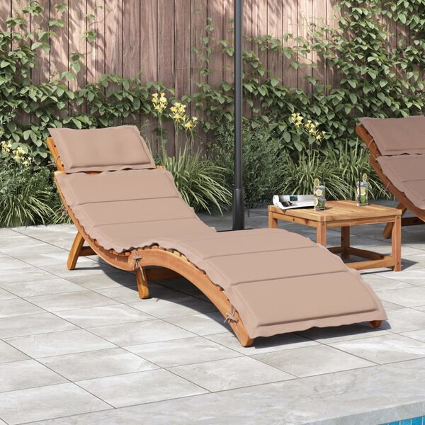| Napozóágy | párnával 1-személy taupe 55 x 184 x 64cm Tömör Akácfa