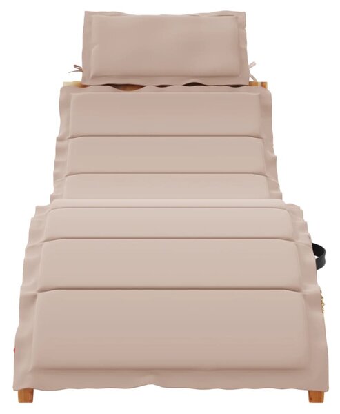 | Napozóágy | párnával 1-személy taupe 55 x 184 x 64cm Tömör Akácfa