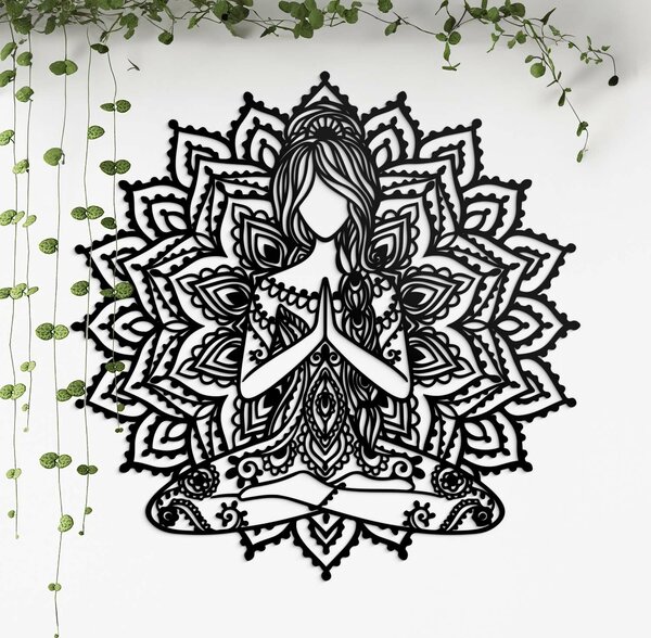 DUBLEZ | Fali boho mandala - Jógázó hölgy | Fali kép