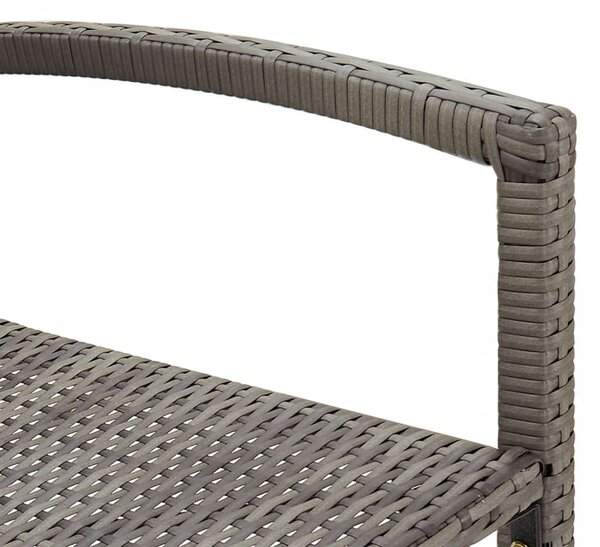 5 részes szürke tömör akácfa és polyrattan kerti bárszett