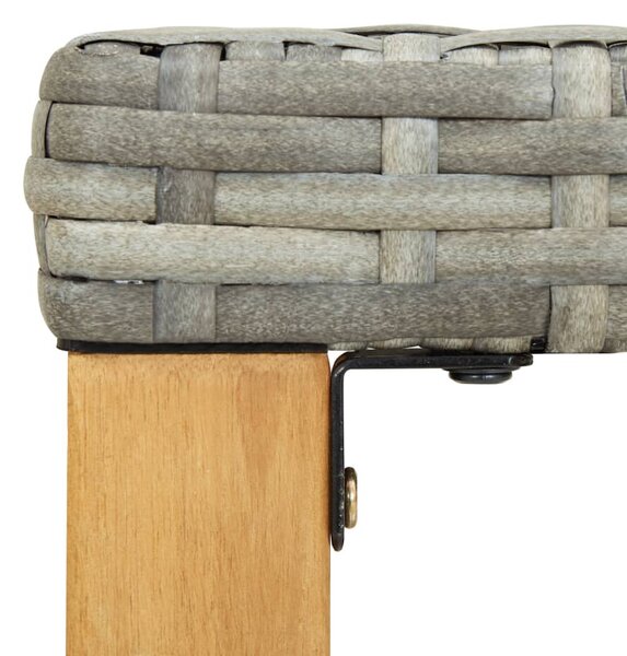 Szürke polyrattan és tömör akácfa kerti pad 120 cm