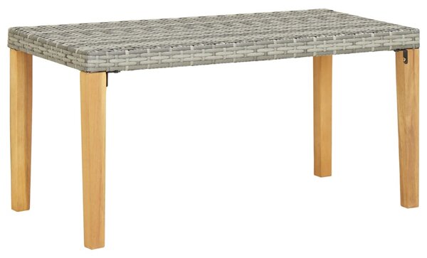Szürke polyrattan és tömör akácfa kerti pad 120 cm