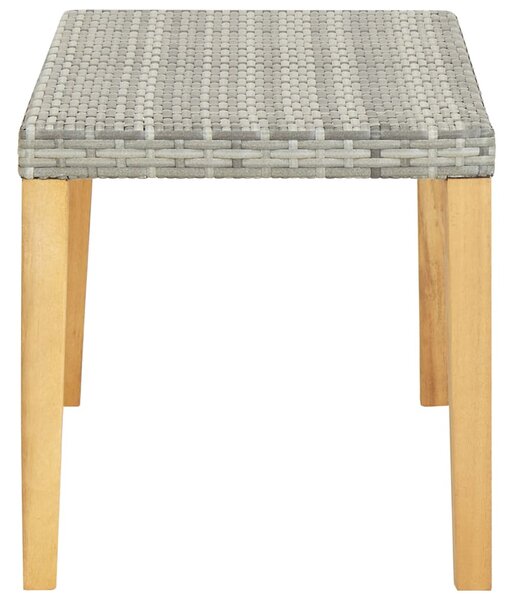 Szürke polyrattan és tömör akácfa kerti pad 120 cm