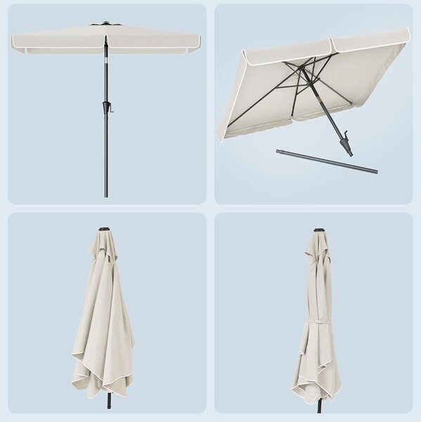 SONGMICS Kerti napernyő kézi hajtással, UPF 50+, 30°-os dőlés, fém váz, 300x200 cm, bézs