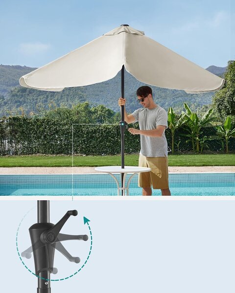 SONGMICS Kerti napernyő kézi hajtással, UPF 50+, 30°-os dőlés, fém váz, 300x200 cm, bézs
