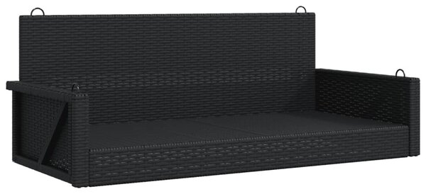 Fekete polyrattan hintapad 119 x 56 x 48 cm