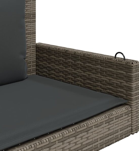 Szürke polyrattan hintapad párnákkal 119x56x48 cm
