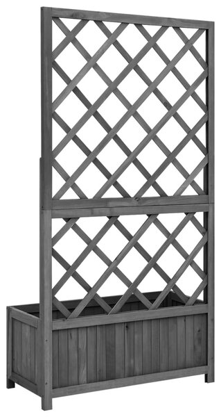 Fekete tömör fenyőfa rácsos kerti ültetőláda 70 x 30 x 135 cm