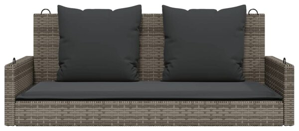 Szürke polyrattan hintapad párnákkal 119x56x48 cm