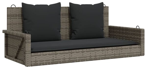 Szürke polyrattan hintapad párnákkal 119x56x48 cm