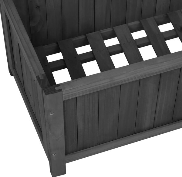 Fekete tömör fenyőfa rácsos kerti ültetőláda 70 x 30 x 135 cm