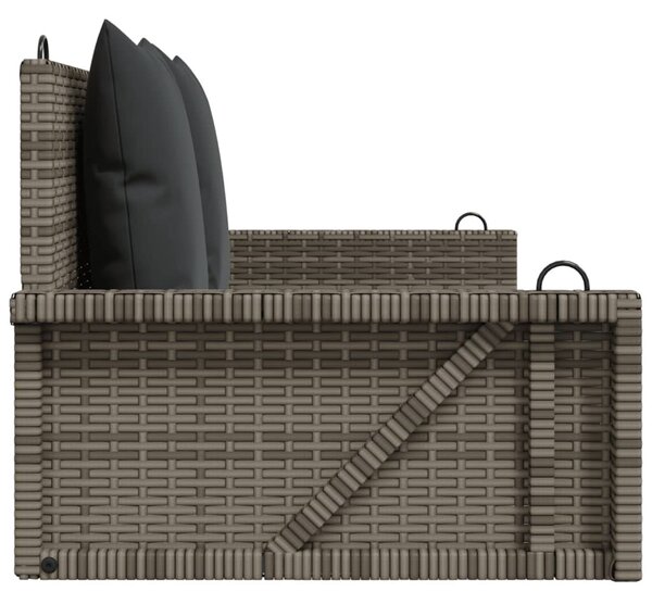 Szürke polyrattan hintapad párnákkal 119x56x48 cm