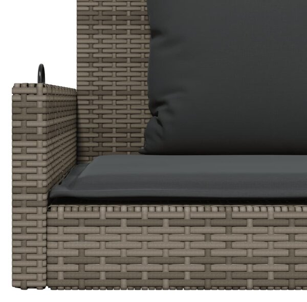 Szürke polyrattan hintapad párnákkal 119x56x48 cm