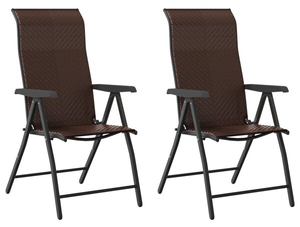 2 db barna polyrattan összecsukható kerti szék