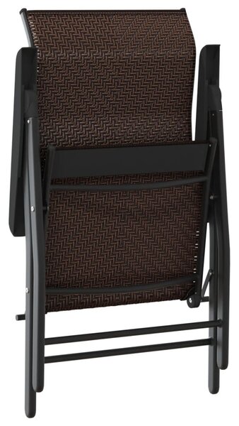 2 db barna polyrattan összecsukható kerti szék